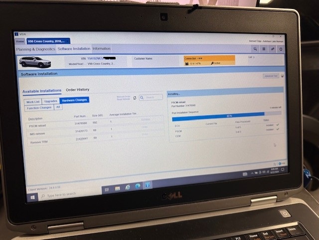 Volvo VIDA diagnostic tool with DoIP interface to allow for programming and diagnostic of control units.